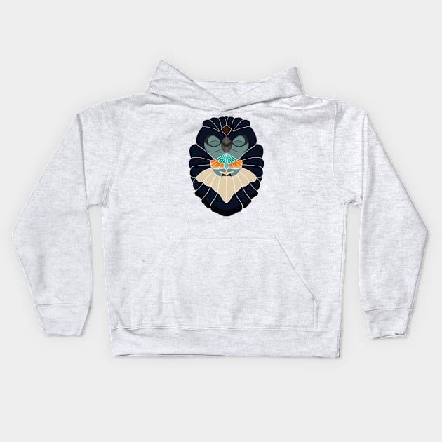 Praying Owl Deep Blue Kids Hoodie by SunGraphicsLab